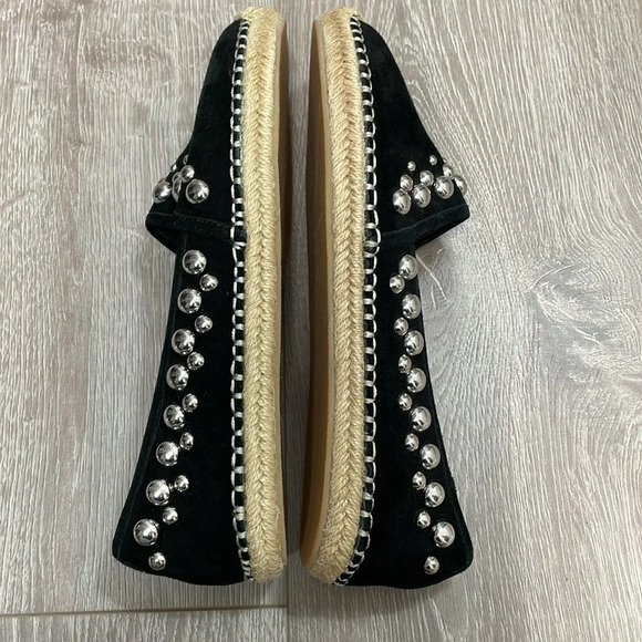 NWOT B Brian Atwood Studded Eli Black Suede Leather Espadrille Flats 8.5 - Picture 11 of 14